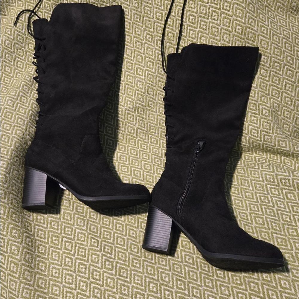 Soda Black Heeled Boots for Women